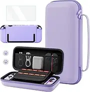 GLDRAM Purple Carrying Case for Nintendo Switch 2 (2025), Portable Accessories Bundle with Travel Storage Bag, Hard Shell PC Protective Cover, HD Screen Protector & 2 Cute Thumb Grips