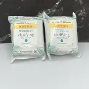 BURT'S BEES CLARIFYING FACIAL TOWELETTES 30CT (PACK OF 2 = 60)