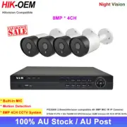 Hikvision OEM CCTV System kit 4CH 8MP MIC IR Surveillance Security Camera Bullet