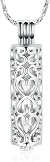 DOTUIARG Eternal Heart Cremation Locket Neckace Hold Glass Tube Memorial Urn Jewelry for Ashes of Loved Ones Keepsake Pendant Women Men