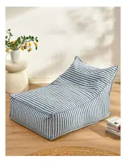 [Cadence & Co.] Oscar Faux Linen One Seater Bean Bag Lounger Cover in Navy