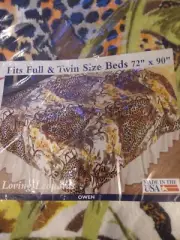 New With Tags Vintage Print Blanket-Loving Leopards- Full/Twin Size 72"x 90"...