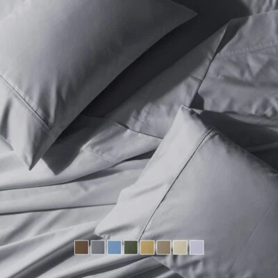 Pair Standard Or King Pillowcases Wrinkle Free 650 Thread Count Solid Set