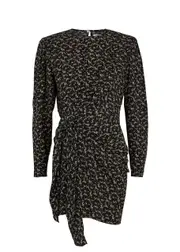 Isabel Marant étoile Dulce Printed Draped Mini Dress - Black - 42 (UK14 / L) 42 (UK14 / L)