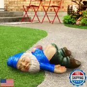 LINHUAAOO 9.5'' Funny Garden Gnome Outdoor Decor, Drunk Naughty Gnomes Statue
