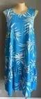 ANKO K-MART Dress Blue Leaf Print Linen Blend Sleeveless A-line Tier Hem 20 NEW