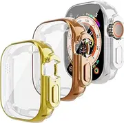 3 Pack 49mm Case for Apple Watch Ultra ultra2, Ultra-Thin Full Coverage TPU Case for iWatch Ultra ultra2 49mm Shockproof & Scratch Resistant Cover for Apple Watch Accessory, Gold/Rose Gold/Silver