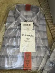 Calvin Klein Men’s Wrinkle Free Stretch Dress Shirt. Purple Large 15-15.5 (36/37