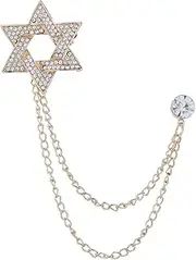 [DUUDAH] Shirt Brooches Safety Pins Shawl Collar Clip Bow Tie,Brooles Six Star Diamond Chain Ruple Springs Men's Suit Braise Simple Fashion Suit Dress Breast Accessories Pixabay Badge (Color : Gold)
