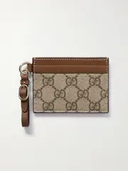 [Gucci] Gucci - Gg Emblem Printed Coated-canvas And Leather Cardholder - Brown - One size One size Brown