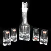 SKOL CLEAR by Denby-Milnor Decanter & Cordial Glasses NEW NEVER USED Sweden SEDA