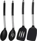 Silicone Spatula Spoon, 4 Pack Silicone Solid Turner Slotted Spatula and Kitchen