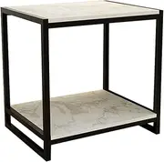 Exquisite C-S-Qing-Desk Hotel Bedside Table, Double Layer Marble Coffee Table Living Room Office Reception Room Business End Table Sofa Table(Size:50 * 40 * 50CM,Color:C)
