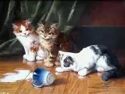 Kittens and cup Accent Tile Mural Kitchen Bathroom Wall Backsplash 8x6