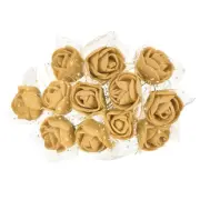 144Pcs 0.98" Mini Rose Artificial Flower Heads Bulk with Stem & Gauze, Gold