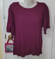 BP Nordstrom sz S oversize T shirt New flutter sleeve purple magenta b23