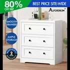 ALFORDSON Chest of Drawers 3 Drawer Storage Cabinet Bedside Table Hamptons White