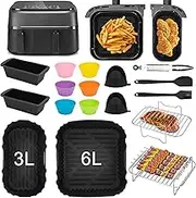Airfryer Accessories for Philips Airfryer Dual Basket 3000 Series NA350/NA550 Airfryer Accessories Including Silicone Mould Hot Air Fryer Accessories, Cooking Grate, Bread Baking Moulds, Kitchen Tongs