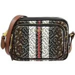 BURBERRY CAMERA BAG 滿版印花拼接迷你斜背相機包(深咖)