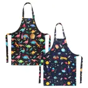 2 Pack Kids Apron, Cute Cooking Aprons Adjustable Funny Kids Kitchen Apron