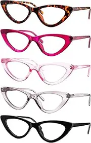 Yogo Vision Reading Glasses 5 Pk Readers for Women Cateye Eyeglasses and Light Spring Hinge Frame