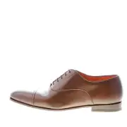 SANTONI men shoes Brown soft leather lace-up oxford style dress cap-toe flex