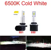 6000k-2pcs H27 881 880 Led Car Headlight Bulbs Dc12v 24v 12000lm 3000k 6000k White Yellow Auto Fog Light Lamp Driving Running Lamp H27-881 6500K