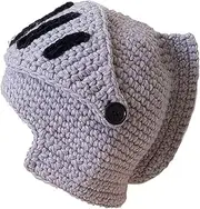 [Flyou] Beard Hat Roman Knight Helmet Visor Cosplay Knit Beanie Hat Cap Wind Mask