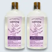 2 Everyday Aromatherapy CALMING LAVENDER CHAMOMILE Body Wash Foam Bath 28 oz