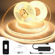 INDARUN COB Led Strip Lights 49.2ft/15M, Warm White 3000K Dimmable, 24V Super...