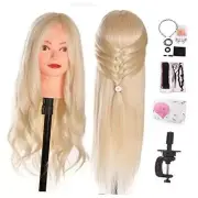 Mannequin Head, 24 Inch 70% Real Human Hair Styling Training Head Manikin