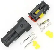 5/2Set 1P 2P 3P 4P 5P 6Pin AMP1.5 Seal Waterproof Male Female Electrical Automotive Wire Connector Plug(2 Pin,2 Sets)