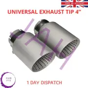 2X SAND BLASTED AKRAPOVIC EXHAUST TIPS 4" UNIVERSAL SLIVER STAINLESS STEEL