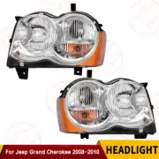 2pcs For Jeep Grand Cherokee 2008-2010 Headlights Headlamps Halogen W/ Bulbs