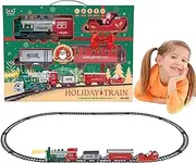 Train Track Set for Kids | Model Train Kit for Christmas Tree with Light and Sound - Electric Locomotive Engine, Railway Track, Passenger Carriage