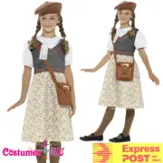 Kids 1940s 40s School Girls Fancy Dress Costume Fancy Book Week Poor Girl