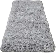 Bedroom Bedside Rectangle Mat Washable Plush Rug Comfortable Soft Carpet Decoration Balcony Cushion for Office Dormitory, Light Gray