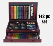 142Piece Multi-color Deluxe Art Set Wooden Art Box Drawing Kit Safe & Non-toxic