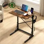 GugiNest 21''Wx28''H Folding TV Tray, Small C-Shaped End Table with Devices S...