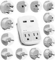 Ceptics International Plug Adapter Kit, 13 Adaptor Set Dual USB Ports