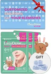 EasyDerm Relief Patch Bear & Bunny Edition 3 Packs(126 Counts) with head & wristband l Rabbit & Bear Stickers l Contains 7,000ppm of Tea Tree Oil, Korean Pimple Patches for acne skin