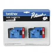 Brother 1/2" (12mm) Red on White P-touch Tape for PT8, PT-8 Label Maker