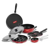 Aluminium Set of 5 Cookware- Tawa Snack Maker Appam Patra Kadhai & Tadka Pan