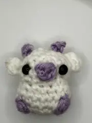 Handmade Lavender Cow Amigurumi - Acrylic Yarn - Plushy Doll