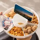 Snack Container Multi-compartment Multipurpose Rotating Dried Fruit Plate Snack