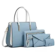 Nevenka Set of 4 Women Fashion Handbags Shoulder Top Handle Satchel Purse Bag-Light Blue