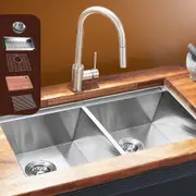 Simplus 82x45CM Kitchen Sink Stainless Steel Laundry Sinks Double Bowl Basin