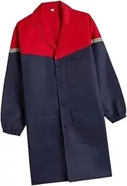 [Oshhni] Men Warehouse Work Coat with Pockets Overcoat Smock Lightweight Factory Coat