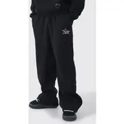 Mens Black Wide Leg Star Printed Joggers