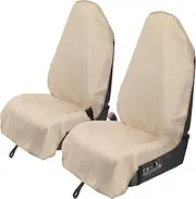Leader Accessories 2pcs Beige Waterproof Towel Auto Car Seat Cover Protector Machine Washable - Fit Yoga Running Crossfit Athletes Beach Swimming Outdoor Sports